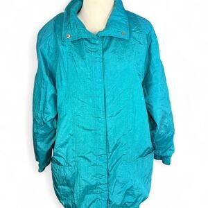 Vintage 90s Haband Teal Windbreaker Jacket